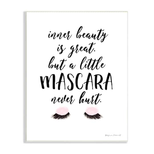 Stupell Industries A Little Mascara Never Hurt Phrase Glam Lashes Wall Plaque